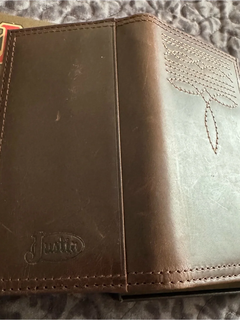 Justin Jr Rodeo Boot Stitch Genuine Leather Wallet